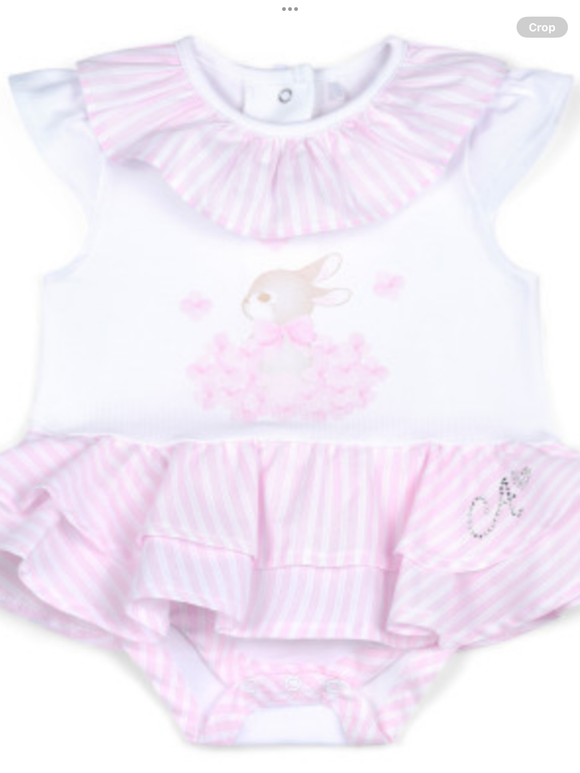 LITTLE A ANNIE BUNNY JERSEY ROMPER WITH SEERSUCKER DETAILS - LA25110 012593